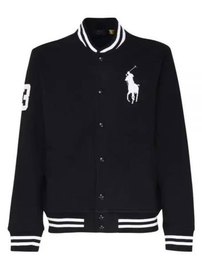 Embroidery Pony Logo Varsity Bomber Jacket Black - POLO RALPH LAUREN - BALAAN 2