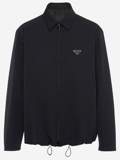 Triangle Logo Shirt Zip Up Jacket Black - PRADA - BALAAN 2