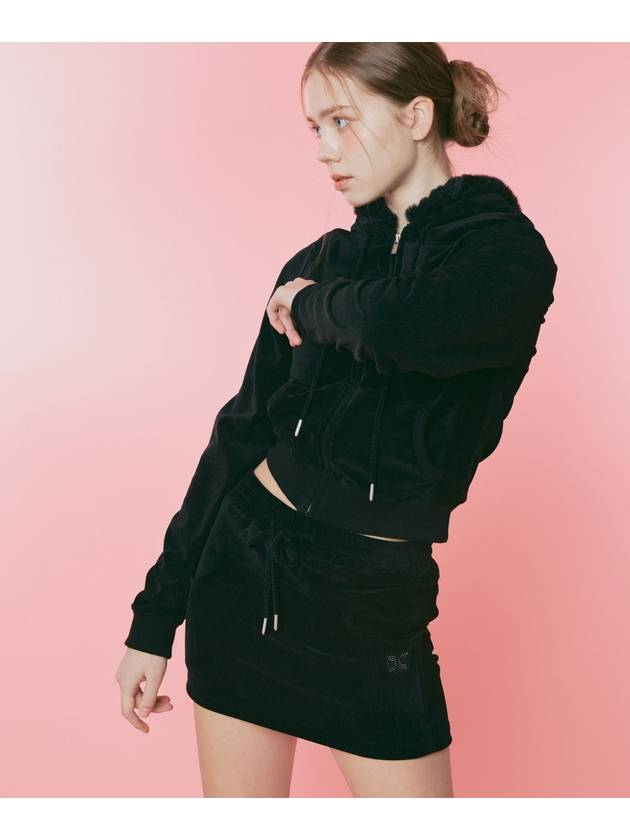 Velour Set Up Pocket Skirt Black - ETRE AU SOMMET - BALAAN 2