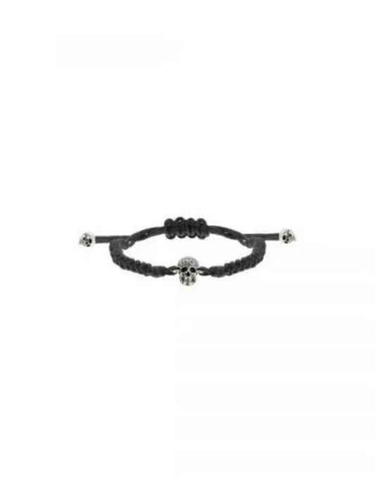 Pave Skull Cotton Bracelet Black - ALEXANDER MCQUEEN - BALAAN 2