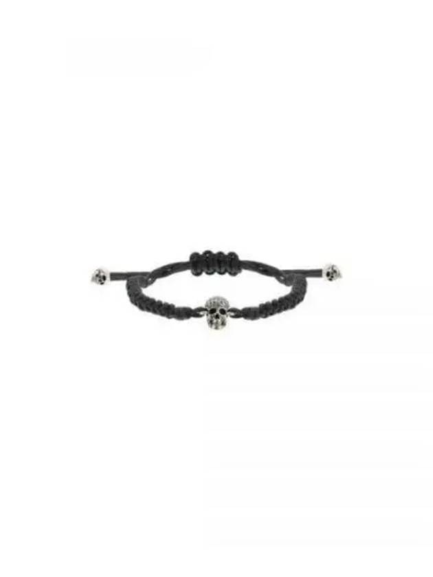 Pave Skull Cotton Bracelet Black - ALEXANDER MCQUEEN - BALAAN 2