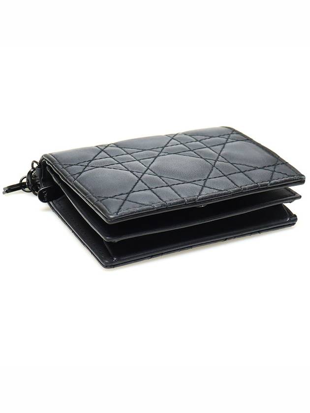 Black Ultra Matte Cannage Calfskin Lady Mini Bicycle Wallet - DIOR - BALAAN 4