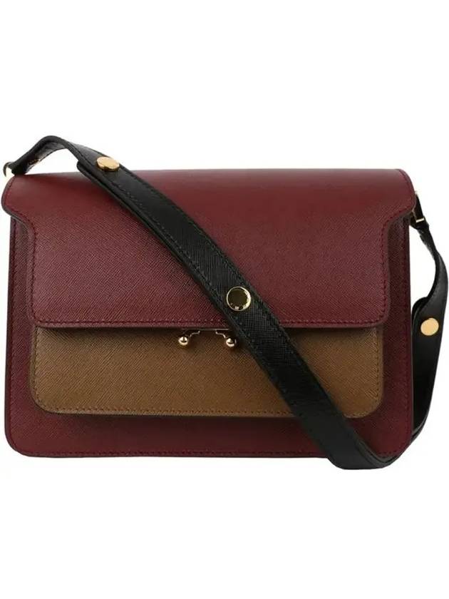 Saffiano Trunk Medium Shoulder Bag Bordeaux - MARNI - BALAAN 1