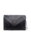 357328 Black Papier Zipper Flap Clutch - BALENCIAGA - BALAAN 1