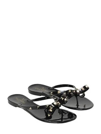 Rubber Rockstud Flip Flops Black - VALENTINO - BALAAN 2