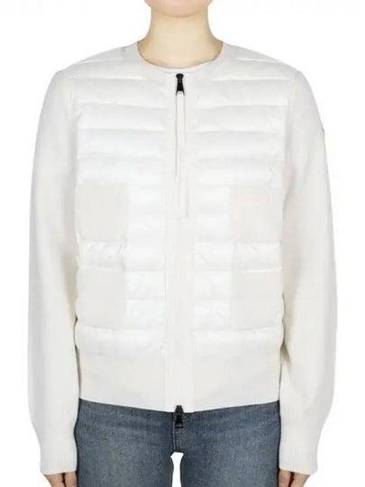 Women's Padded Wool Zip-Up Cardigan White - MONCLER - BALAAN 2