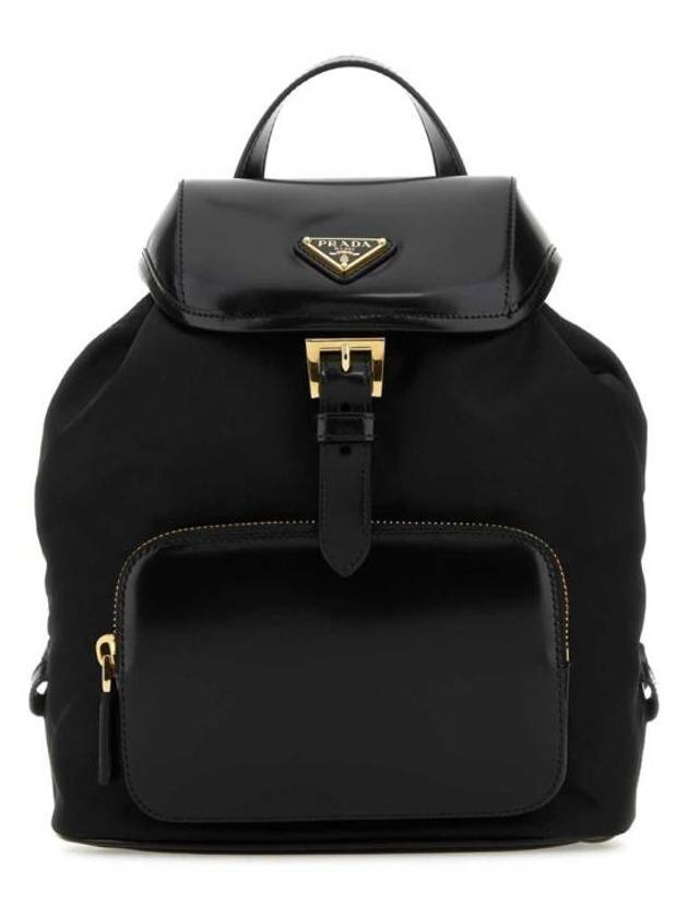 Medium Re-Nylon Brushed Leather Backpack Black - PRADA - BALAAN 1