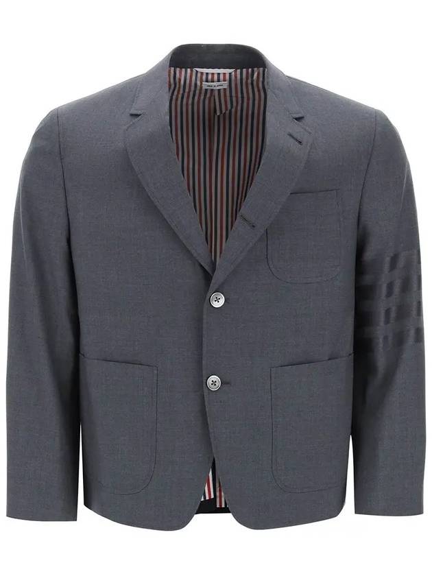 4 Bar Stripe Wool Jacket Dark Jacket - THOM BROWNE - BALAAN 2