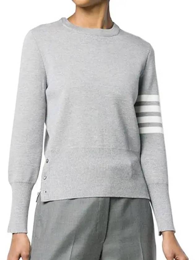 4-Bar Milano Stitch Crew Neck Knit Top Light Grey - THOM BROWNE - BALAAN 2