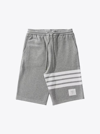 Cotton Loopback Knit Engineered 4-Bar Sweatshorts Light Grey - THOM BROWNE - BALAAN 2