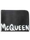 Graffiti Logo Round Zipper Clutch Bag Black - ALEXANDER MCQUEEN - BALAAN 2