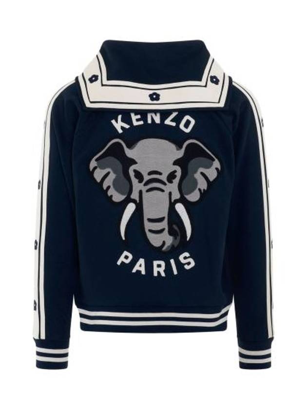 Elephant Zipper Hooded Jacket Midnight Blue - KENZO - BALAAN 5