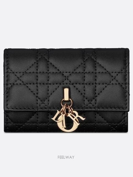 XS Lady Cannage Lambskin Half Wallet Black - DIOR - BALAAN 2