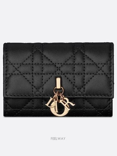 XS Lady Cannage Lambskin Half Wallet Black - DIOR - BALAAN 2