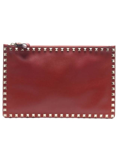 Rockstud Clutch Bag Red - VALENTINO - BALAAN 1