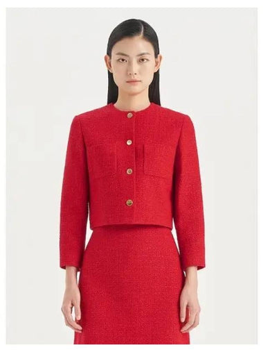 Women s Lunar Tweed Crop Spring Fall Jacket Red Domestic Product - THEORY - BALAAN 1