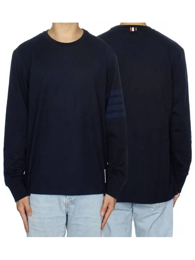 4 Bar Armband Tonal Long Sleeve T-Shirt Navy - THOM BROWNE - BALAAN 2