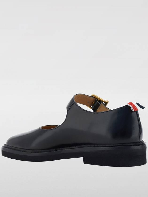 Spazzolato Micro Sole Leather Ballerina Shoes Black - THOM BROWNE - BALAAN 3