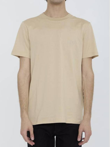 Embroidered Logo Cotton Jersey Short Sleeve T-Shirt Beige - DIOR - BALAAN 1