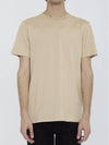 Embroidered Logo Cotton Jersey Short Sleeve T-Shirt Beige - DIOR - BALAAN 1