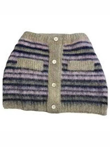 Striped Mohair A-Line Skirt Grey - MARNI - BALAAN 1