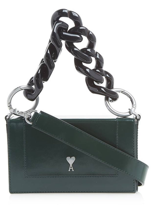 Heart Logo Chain Box Tote Bag Green - AMI - BALAAN.