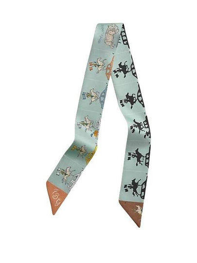 Parade Twilly Silk Scarf Vert Armand Marron - HERMES - BALAAN 2