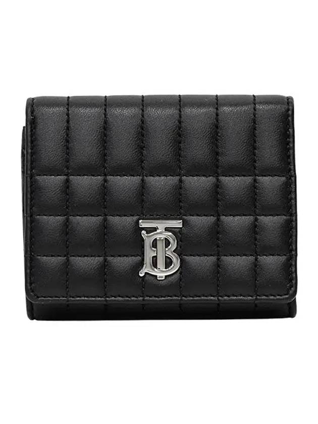 Lola Folding Small Quilted Leather Card Wallet Black Palladium - BURBERRY - BALAAN 2