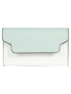 Logo Color Block Saffiano Card Wallet Tea Green - MARNI - BALAAN 1