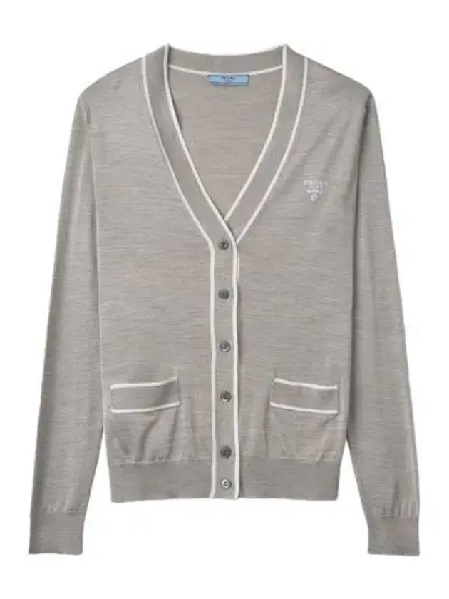 Silk cardigan Marmo Bianco - PRADA - BALAAN 1