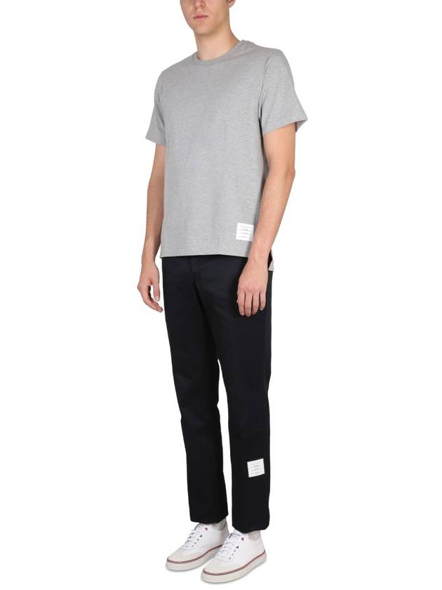 Men's Side Slit Relaxed Short Sleeve T-Shirt Light Grey - THOM BROWNE - BALAAN 5