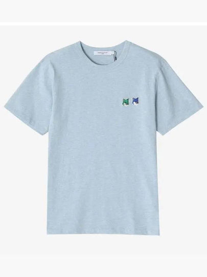 Double Monochrome Fox Head Patch Classic Short Sleeve T-Shirt Sky - MAISON KITSUNE - BALAAN 2