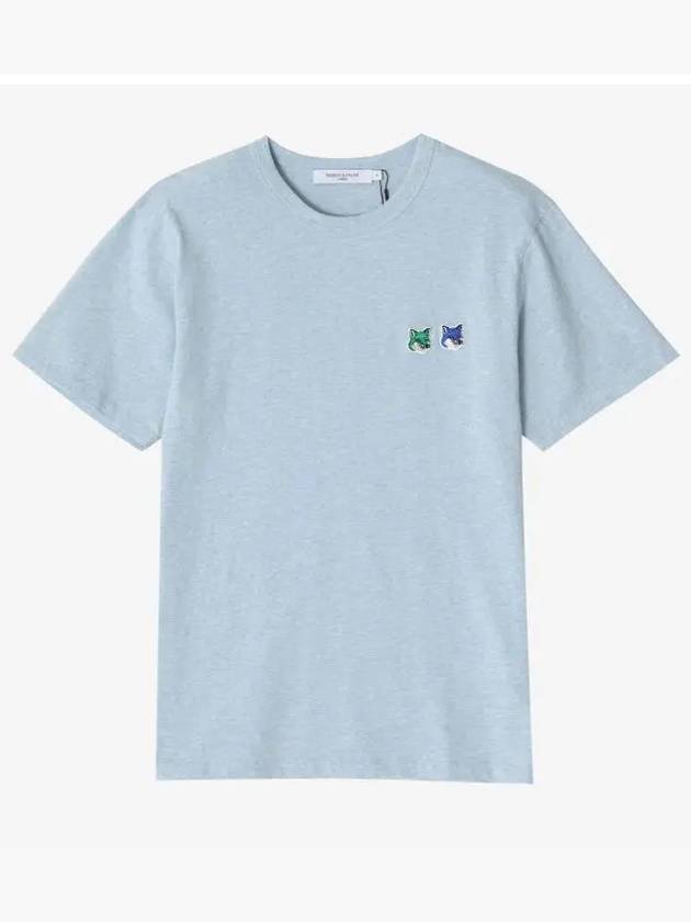 Double Monochrome Fox Head Patch Classic Short Sleeve T-Shirt Sky - MAISON KITSUNE - BALAAN 3