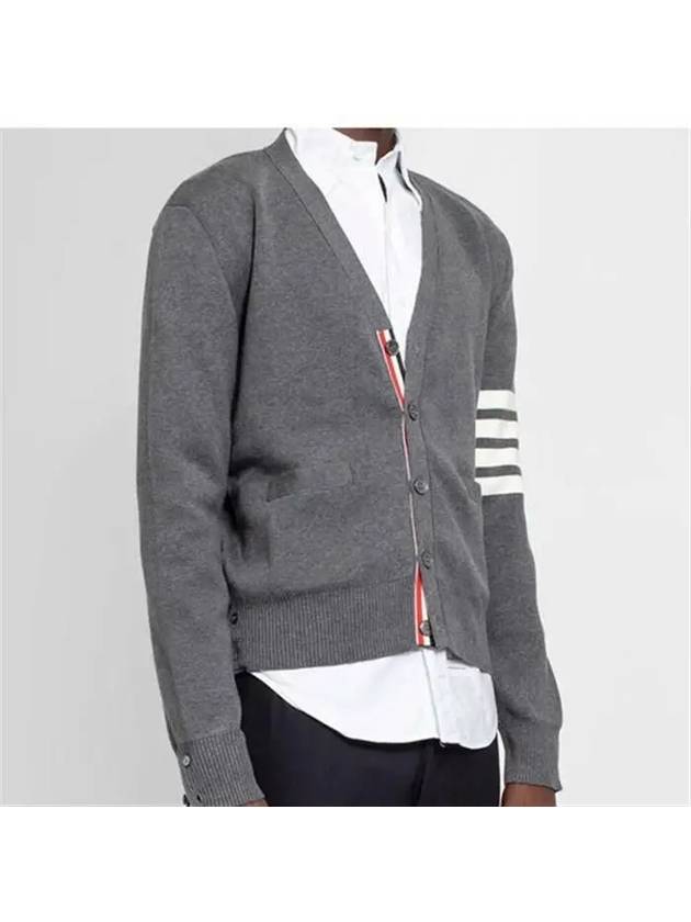 Milano Stitch 4-Bar Cardigan Medium Grey - THOM BROWNE - BALAAN 4