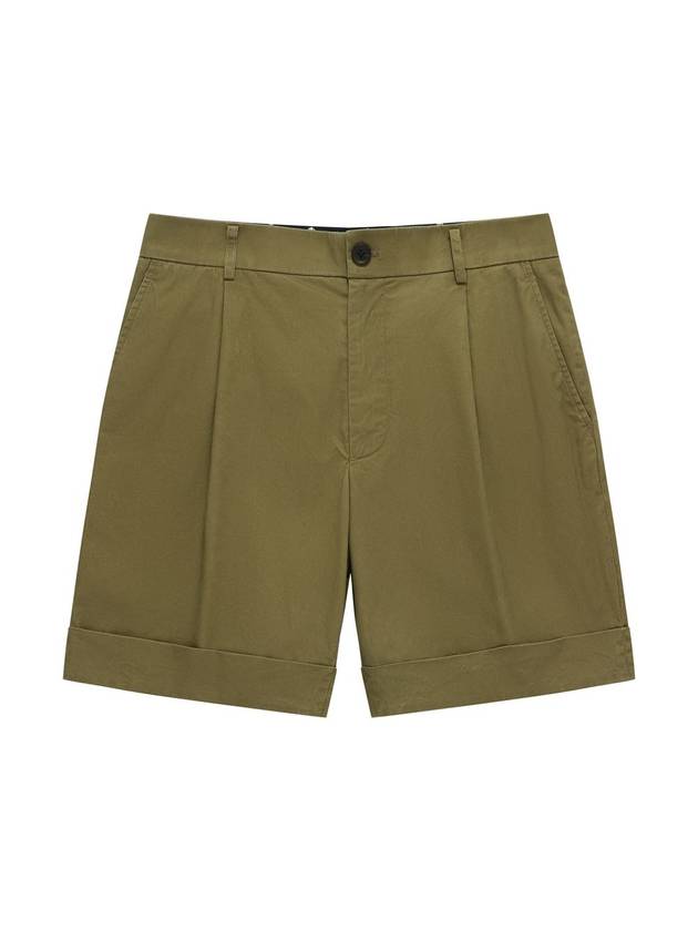 Men's Cotton One-Tuck Shorts Dark Olive SW23EPA02DA - SOLEW - BALAAN 2