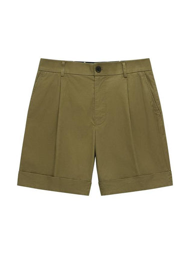 Cotton One Tuck Shorts Dark Olive - SOLEW - BALAAN 1