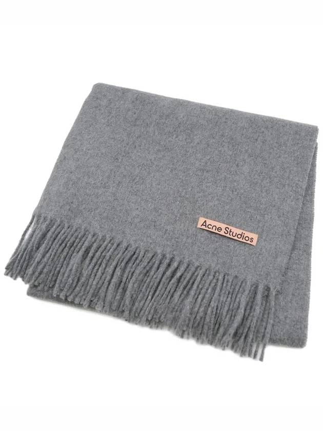 Logo Wool Fringe Scarf Grey - ACNE STUDIOS - BALAAN 2