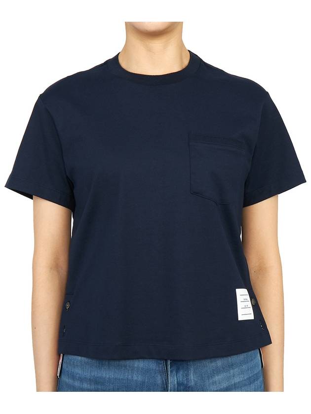 Midweight Jersey Boxy Pocket Short Sleeve T-Shirt Navy - THOM BROWNE - BALAAN 2