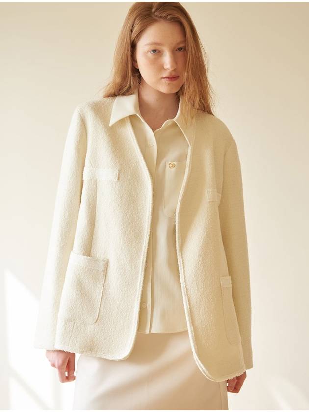 Merino Wool Tweed Jacket Ivory - CORCA - BALAAN 2