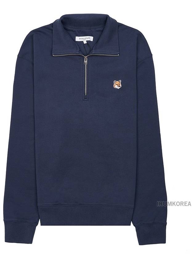 Fox Head Patch Half Zipper Sweatshirt Ink Blue - MAISON KITSUNE - BALAAN 10