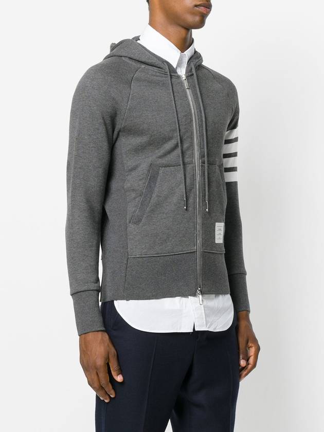 Engineered 4 Bar Diagonal Zip Up Hoodie Dark Grey - THOM BROWNE - BALAAN 4