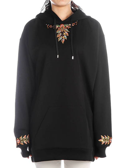 Women's Embroidered Cotton Hoodie Black - ETRO - BALAAN 2