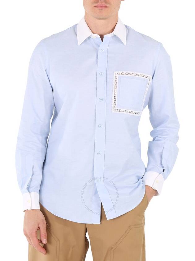 Burberry Pale Blue Cotton Lace Detail Classic Fit Oxford Shirt, Brand Size 37 (Neck Size 14.5") - BURBERRY - BALAAN 1