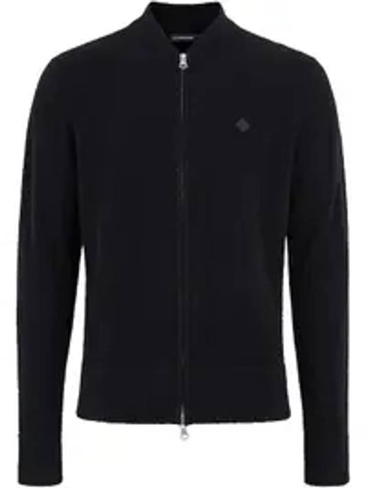 Men's Yousin Merino Logo Zip-up Cardigan Black - J.LINDEBERG - BALAAN 1