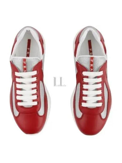 America's Cup Leather Low Top Sneakers Silver Red - PRADA - BALAAN 2