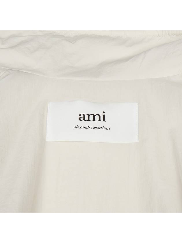 Logo Print Hoodie Windbreaker White - AMI - BALAAN 11