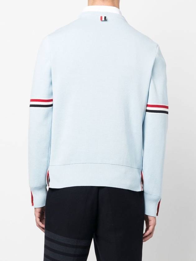 Cotton Milano Stitch Stripe Armband Crewneck Knit Top Light Blue - THOM BROWNE - BALAAN 6