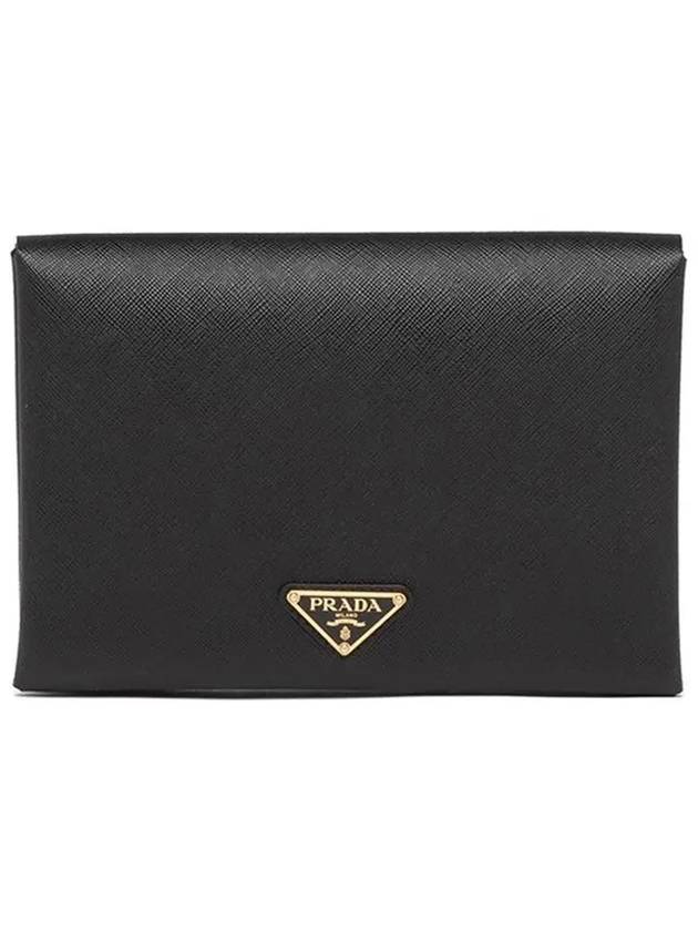 Saffiano Document Clutch Bag Black - PRADA - BALAAN 3