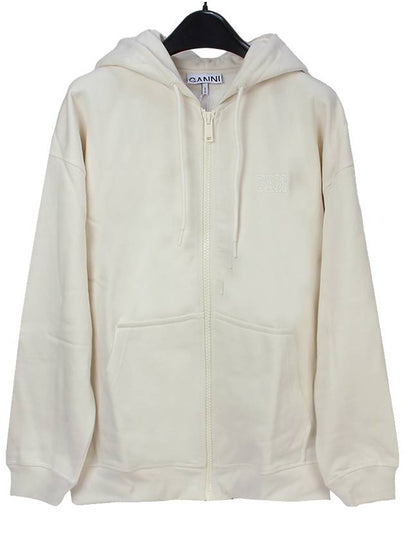 Logo Zip-Up Hoodie Cream - GANNI - BALAAN 2