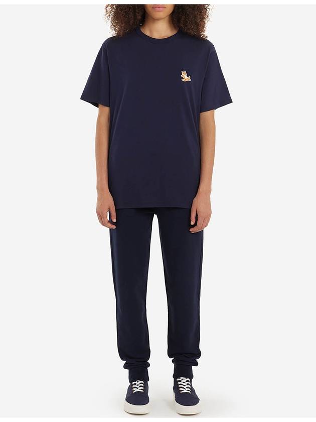 Chillax Fox Patch Classic Short Sleeve T-Shirt Navy - MAISON KITSUNE - BALAAN 4